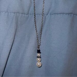 Snowman Silver and Pearl Necklace